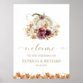 Poster Citrouille Floral Mariage de automne Bienvenue (Devant)