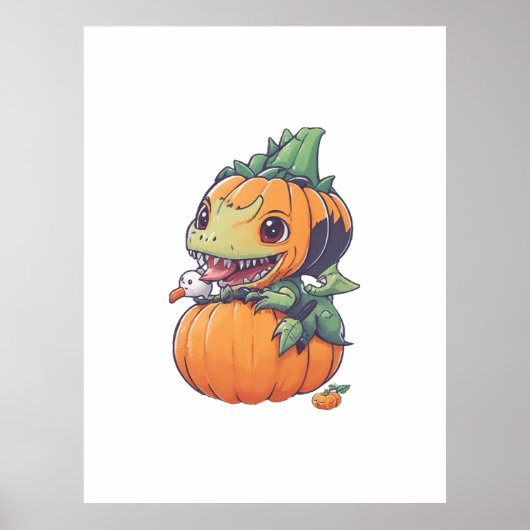 Poster citrouille folle essayant de manger effrayant (Devant)