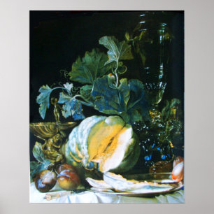 POSTER CITROUILLE, FRUITS ET VERRE