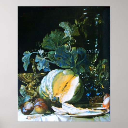 POSTER CITROUILLE, FRUITS ET VERRE (Devant)