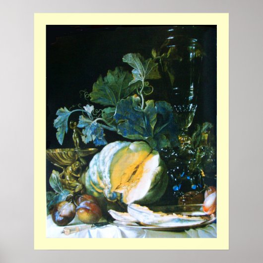 POSTER CITROUILLE, FRUITS ET VERRE (Devant)