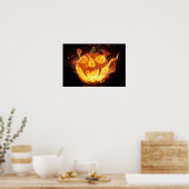 Poster Citrouille Halloween avec flammes (Cuisine)