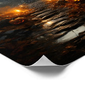 Poster Citrouille Halloween en Forêt Éffrayant Citrouille (Coin)