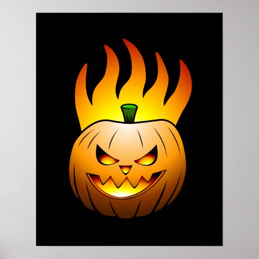 Poster Citrouille Halloween Fiery (Devant)