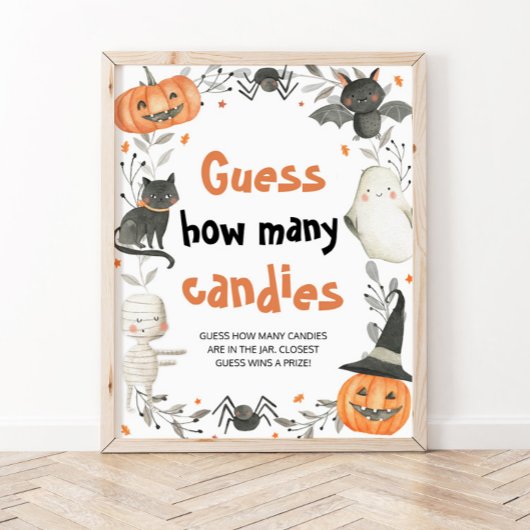 Poster Citrouille Halloween mignon Devinez Combien De Can