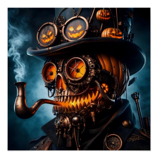 Poster Citrouille Jack-O-Lantern Steampunk Gothique Hallo (Devant)