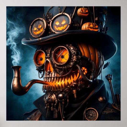 Poster Citrouille Jack-O-Lantern Steampunk Gothique Hallo (Devant)