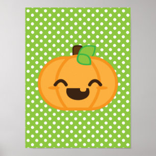 Poster Citrouille Kawaii Jack-o'-lantern Imprimer