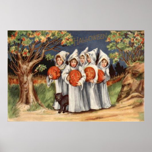 Poster Citrouille Lanterne Jack O Lanterne Chat Noir Fant (Devant)
