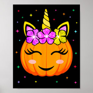 Poster Citrouille Licorne Mignonne Filles Enfants Drôle H