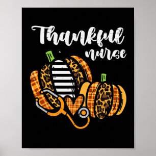 Poster Citrouille Merci Infirmière Thanksgiving Scrub Top