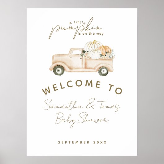 Poster Citrouille Minimaliste Moderne Baby shower Automne (Devant)