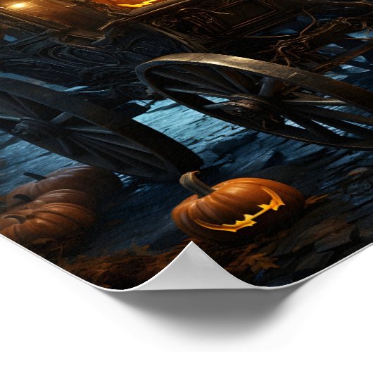 Poster Citrouille Orange Halloween éffrayant Dans Le Tran (Coin)