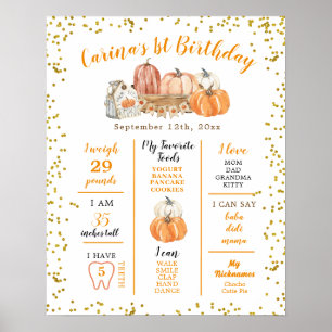 Poster Citrouille orange Patch Automne Premier signe d'an
