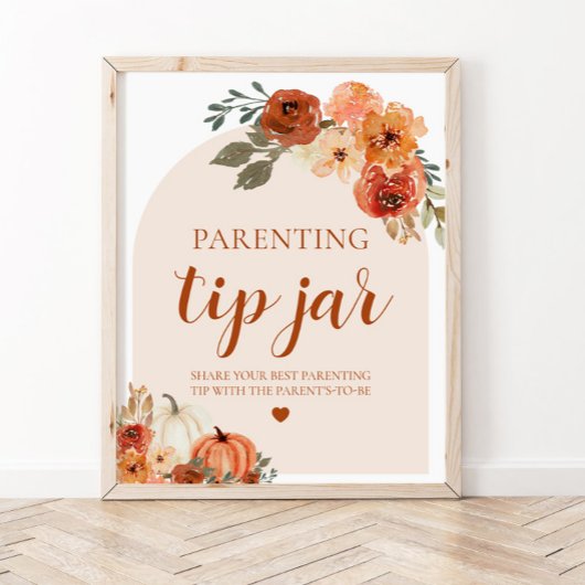 Poster Citrouille Parenting Astuce Jar Conseils Panneau B