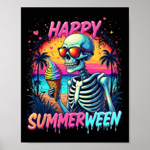 Poster Citrouille Pastèque d'Été Joyeux Summerween