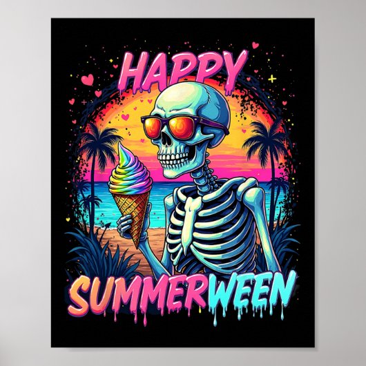 Poster Citrouille Pastèque d'Été Joyeux Summerween (Devant)