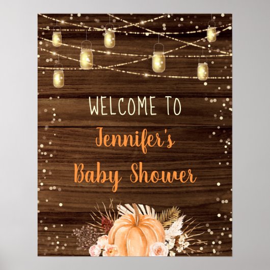 Poster Citrouille Patch Rustique String Lights Baby Welco (Devant)