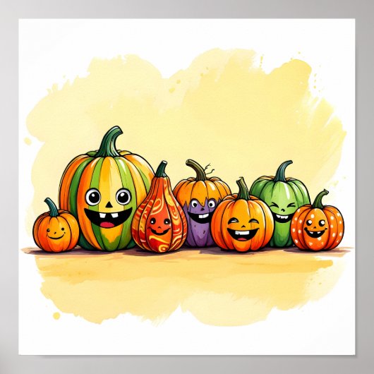 Poster Citrouille Patch Sourit (Devant)