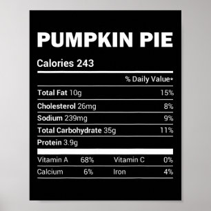 Poster Citrouille Pie Nutrition Tee Drôle Correspondance