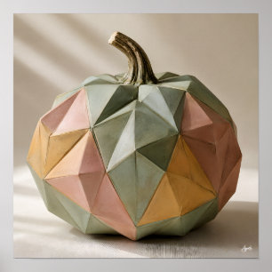 Poster Citrouille pliée en origami pastel