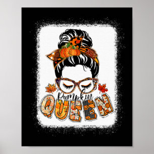 Poster Citrouille Queen Messy Bun Automne Citrouille Auto