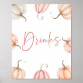 Poster Citrouille rose blanc Automne Automne Boissons Sig (Devant)