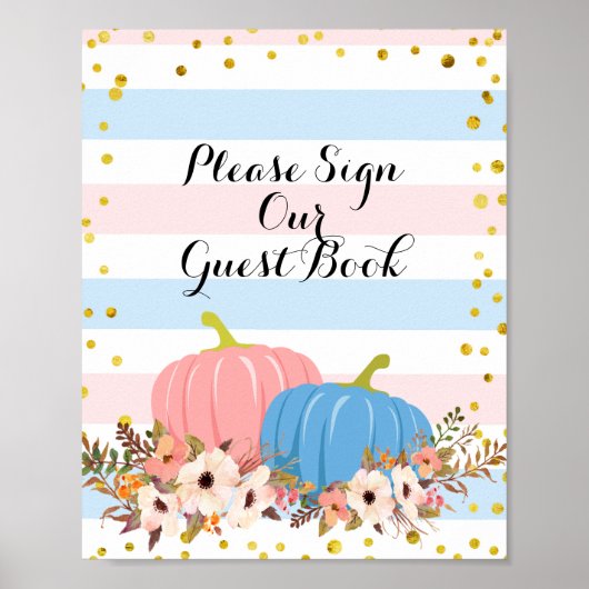 Poster Citrouille rose et bleu S'il vous plaît signer not (Devant)