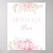 Poster Citrouille rose Fille Floral Bow Baby shower Bar (Devant)