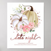Poster Citrouille rose Floral Date d'automne Jar de nuit (Devant)
