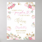 Poster Citrouille Rose Floral Élégant Accueil (Devant)