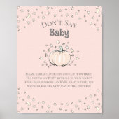 Poster Citrouille rose mignon Ne pas dire Baby shower béb (Devant)
