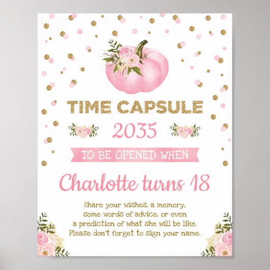 Poster Citrouille rose Temps Capsule Floral Premier Anniv (Devant)