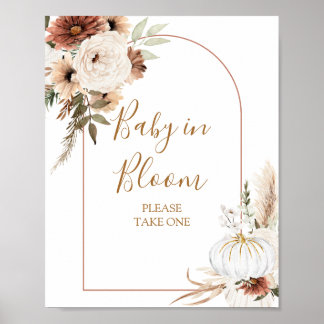 Poster Citrouille Rustic Boho Fall In love Baby in Bloom