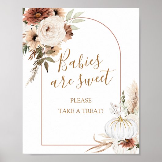 Poster Citrouille Rustic Boho Fall In love Les bébés sont (Devant)