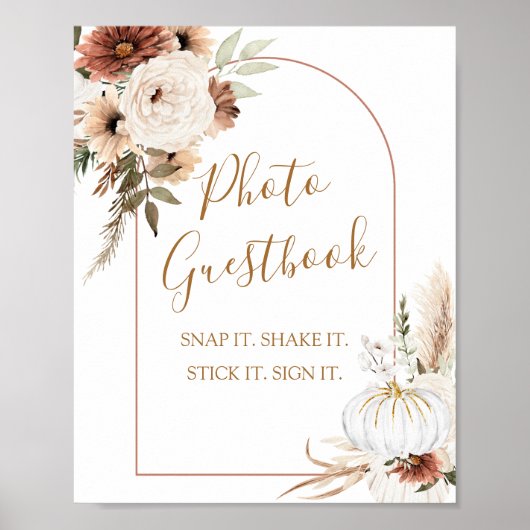 Poster Citrouille Rustic Boho Fall In love Photo Livre d' (Devant)