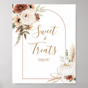 Poster Citrouille Rustic Boho Fall In love Sweet & Traite