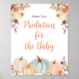 Poster Citrouille Rustic Floral Prédictions pour bébé Pos