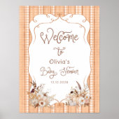 Poster Citrouille Rustique Automne Baby shower Floral Bie (Devant)
