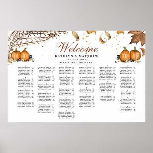 Poster Citrouille rustique Siège alphabétique Mariage d'a (Devant)