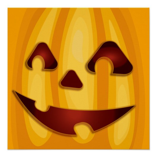 Poster Citrouille sculpté souriant design Halloween (Devant)