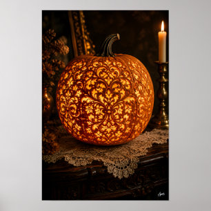 Poster Citrouille sculptée de dentelle antique