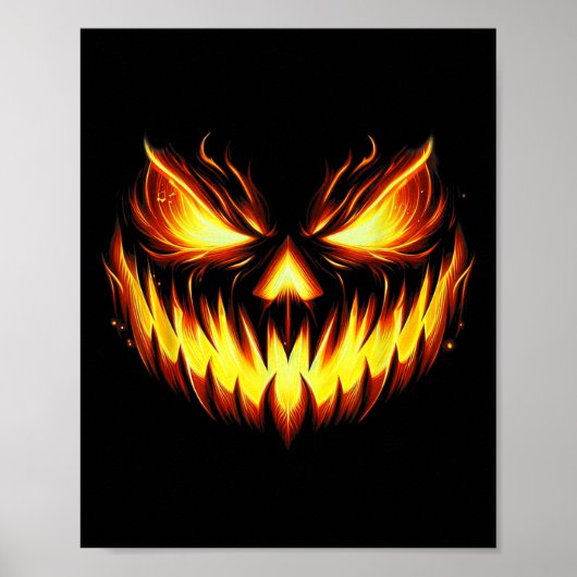 Poster Citrouille sculptée visage de Jack O Lantern effra (Devant)