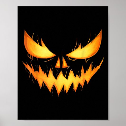 Poster Citrouille sculptée visage de Jack O Lantern Hallo (Devant)