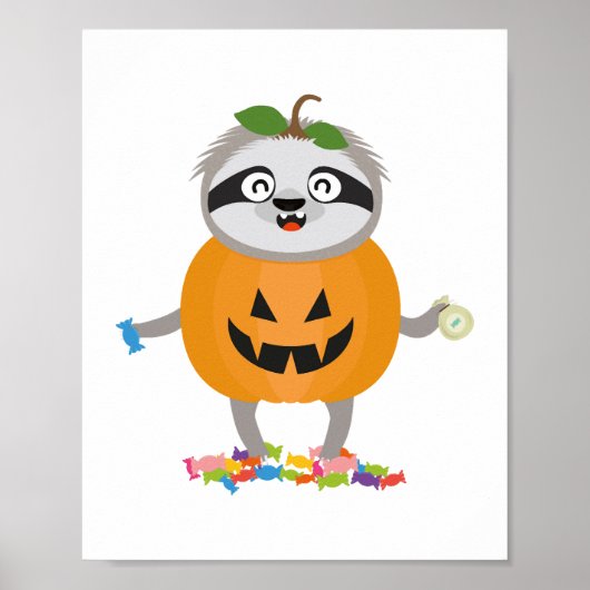 Poster Citrouille Sloth Halloween Costume cadeau (Devant)