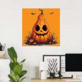 Poster Citrouille souriante avec une expression fantomati (Bureau à domicile)