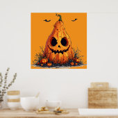 Poster Citrouille souriante avec une expression fantomati (Cuisine)