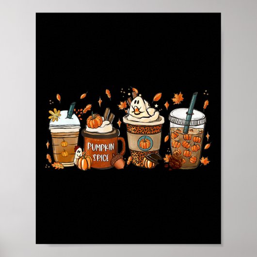 Poster Citrouille Spice Latte Fall Café Citrouille Spice (Devant)