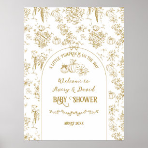 Poster Citrouille Toile Floral Neutral Baby shower Bienve