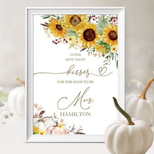 Poster Citrouille Tournesol Combien de baisers Signer